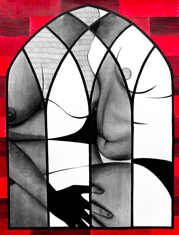 Bintana, 2023, soft pastels, charcoal, &amp; ink, 18&quot; x 24&quot;