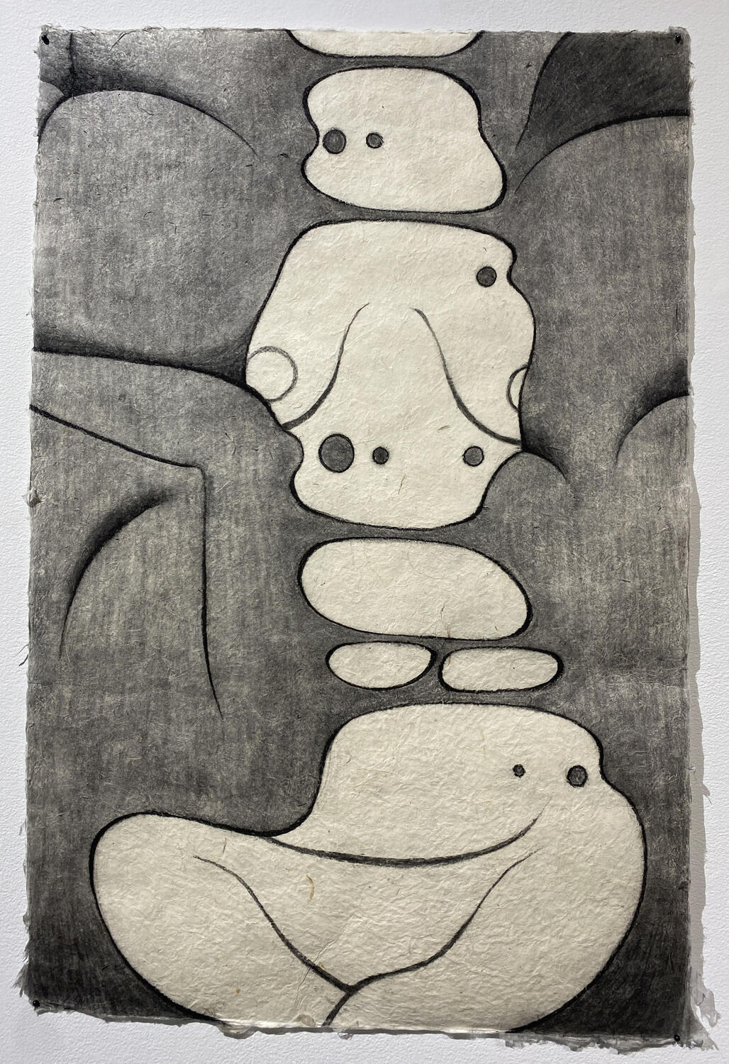 Maghubad 1/2, 2024, Nepalese lokta paper, vine charcoal, compressed charcoal 20” x 30”